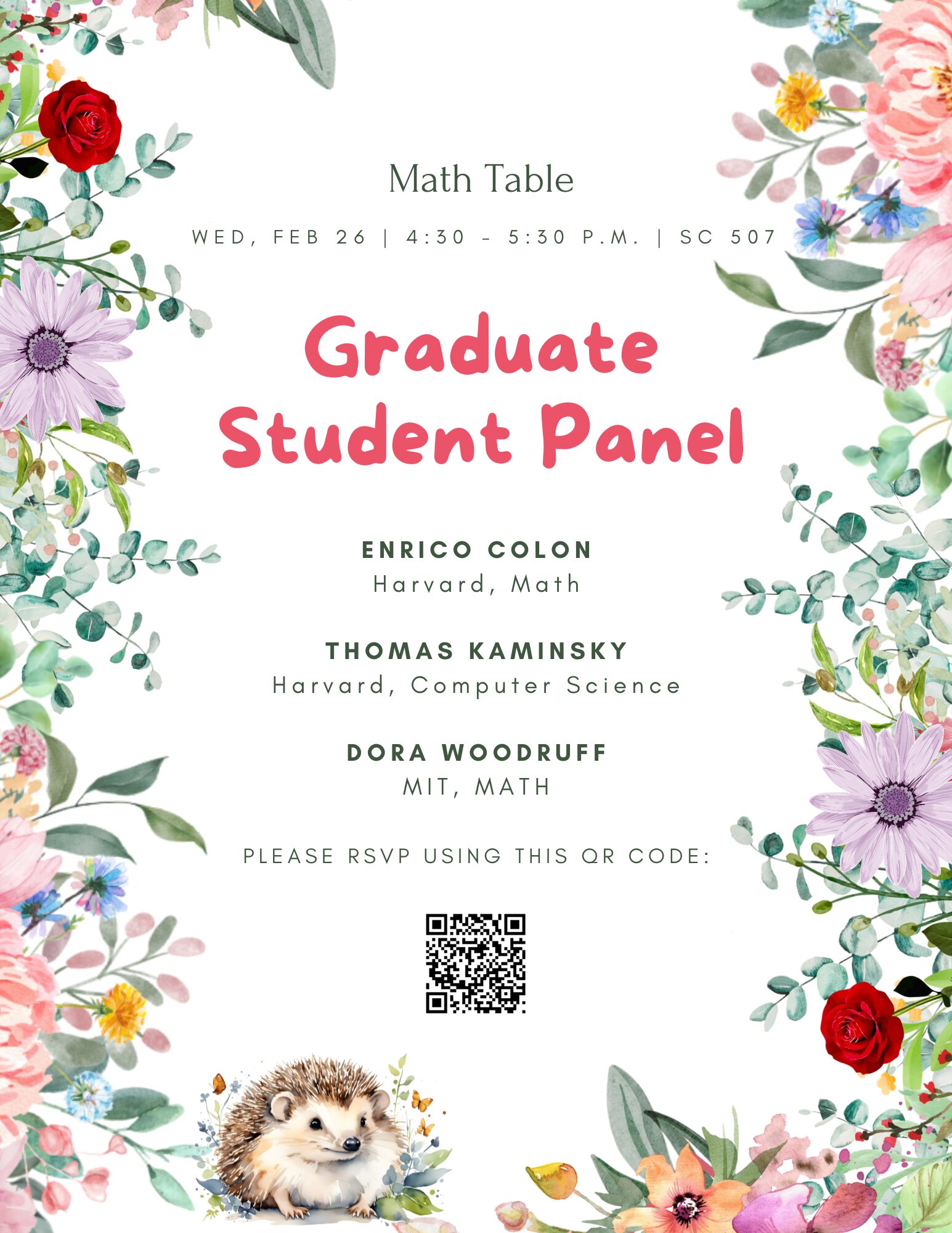 A poster with details about the February 26, 2025 Harvard Math Table talk.