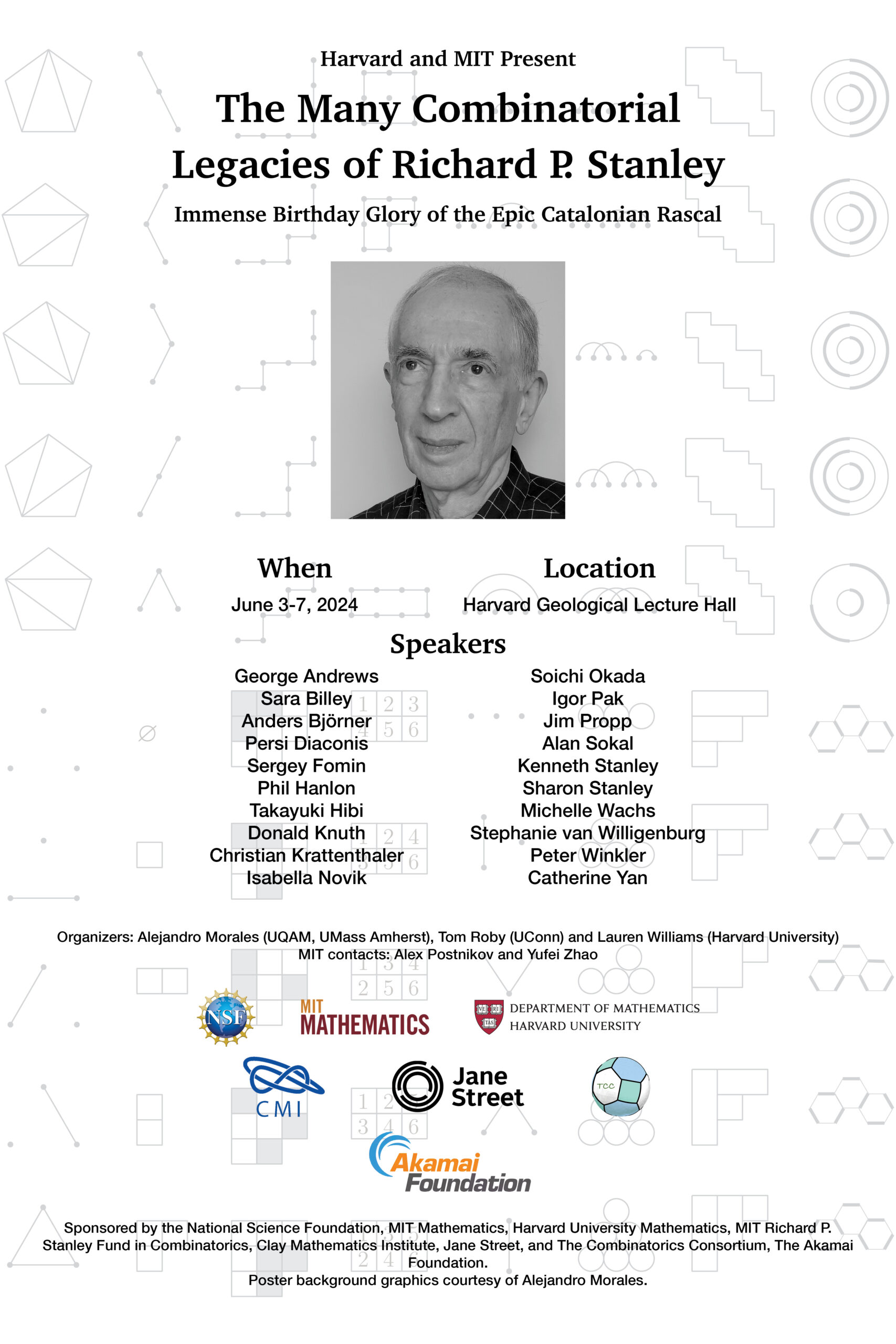 A poster with details about a conference in honor of mathematician Richard P. Stanley's 80th birthday.