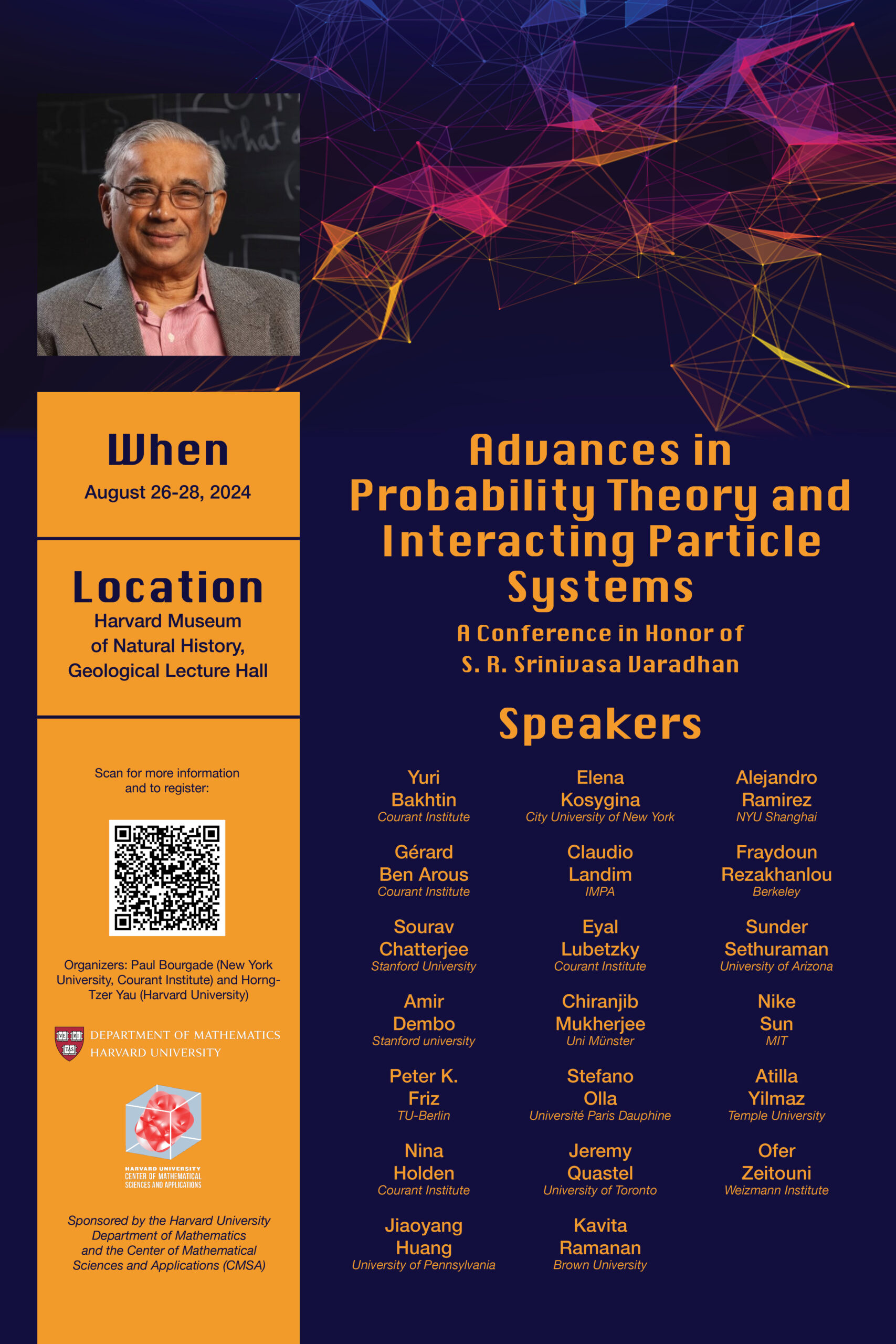 A poster for the conference in honor of mathematician S. R. Srinivasa Varadhan's birthday.
